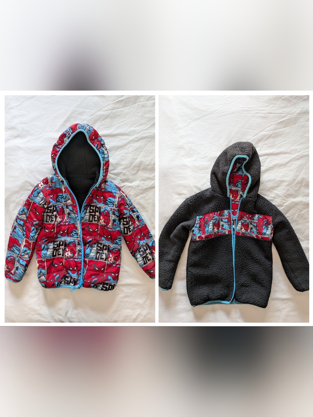 Marvel Kids Reversible Spider-Man Hooded Jacket - Red, Blue & Black